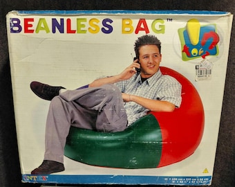 Vintage 2001 Retired INTEX Beanless Bag Inflatable Red Green Vinyl Chair