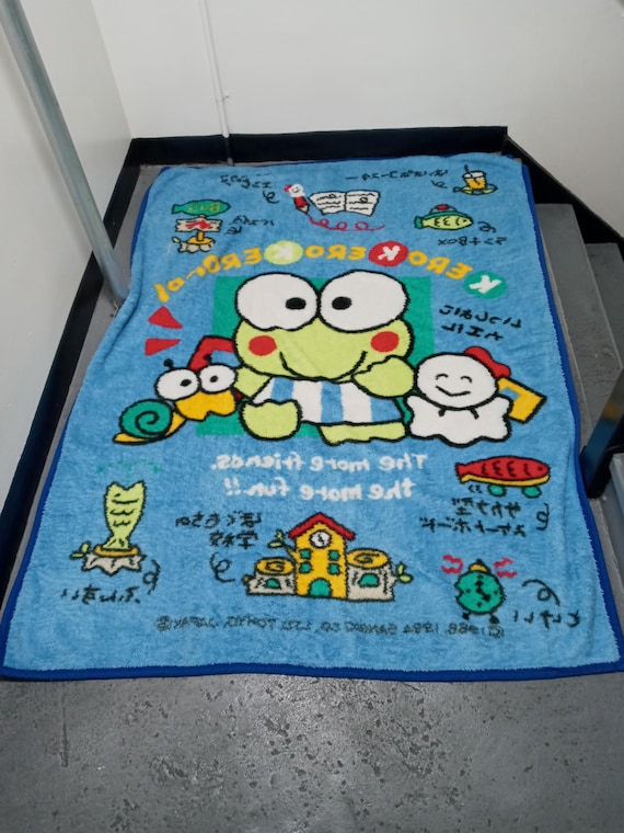 未開封Sanrio KeroKeroKeroppi タオルケット1991年日本製 Vintage 1994 Sanrio Keroppi & Friends Vibrant Multicolored 56x80