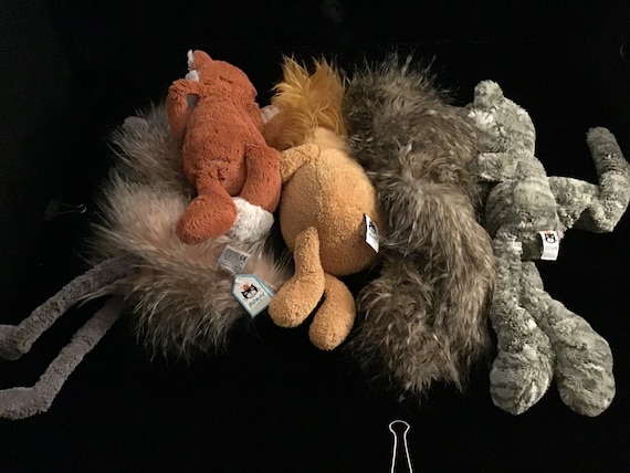 Jellycat London 5pc Sloth Fox Ostrich Toothy Lion Merryday Cat