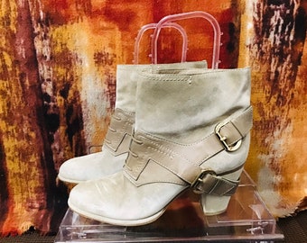 Vintage Authentic Christian Dior Lace up Buckle Booties US 9.5 10