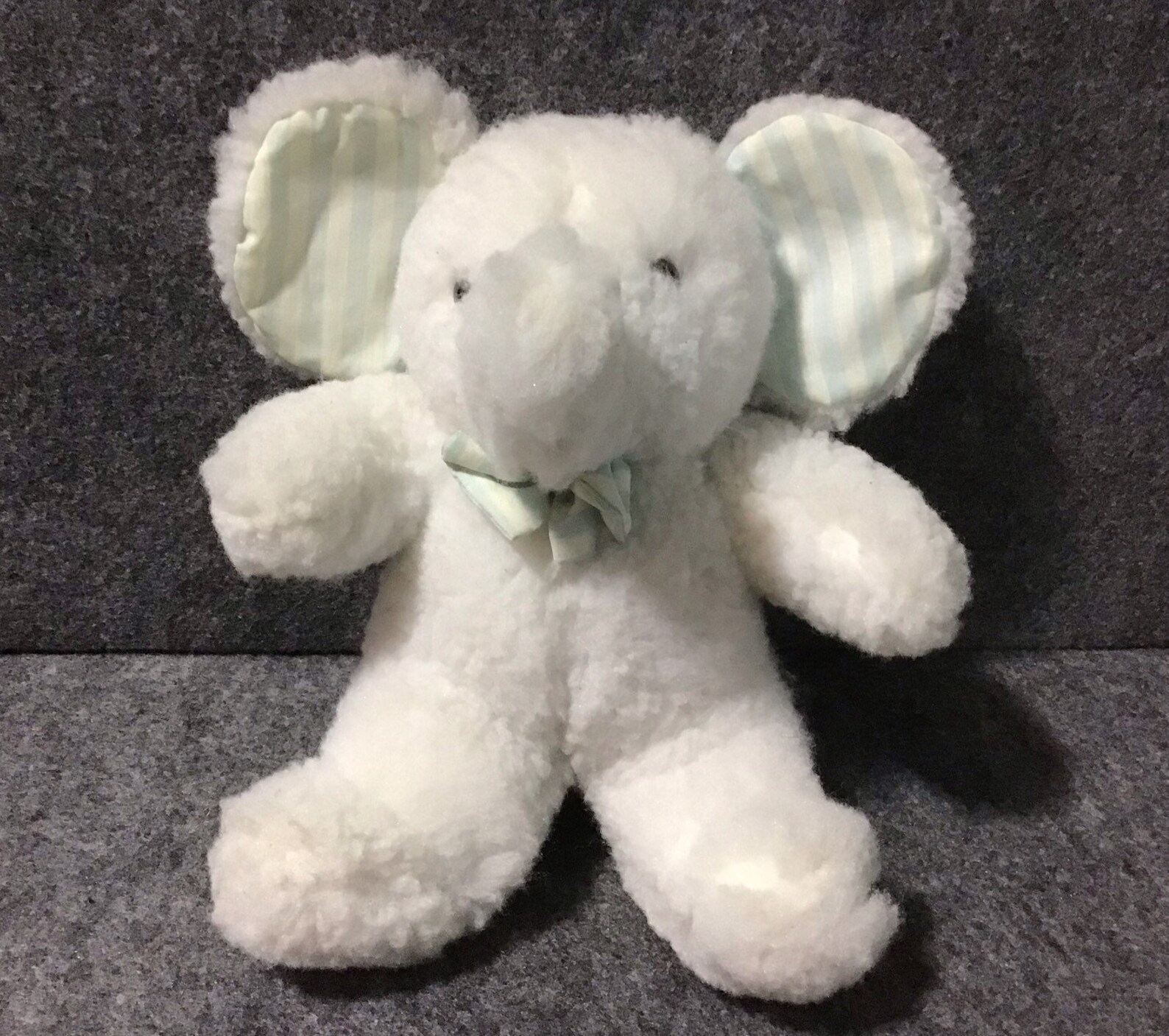 Vintage Bantam White 11 Elephant Striped Necktie Ears Stuffed Etsy