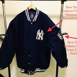JH Design New York Yankees Varsity Jacke aus Wolle mit Lederbeschriftung 6XL Selten