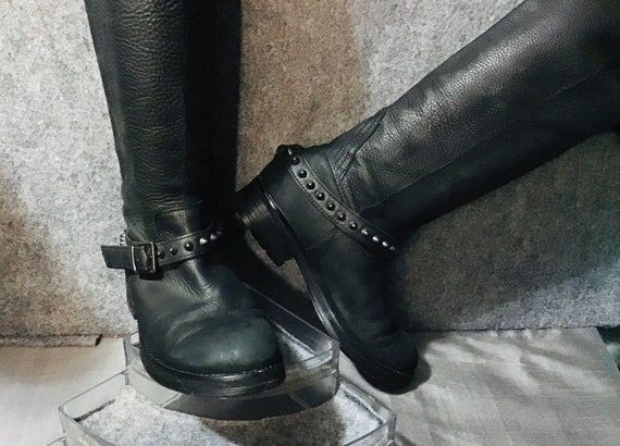 Studded Knee High Motorcycle Boots Size | Etsy