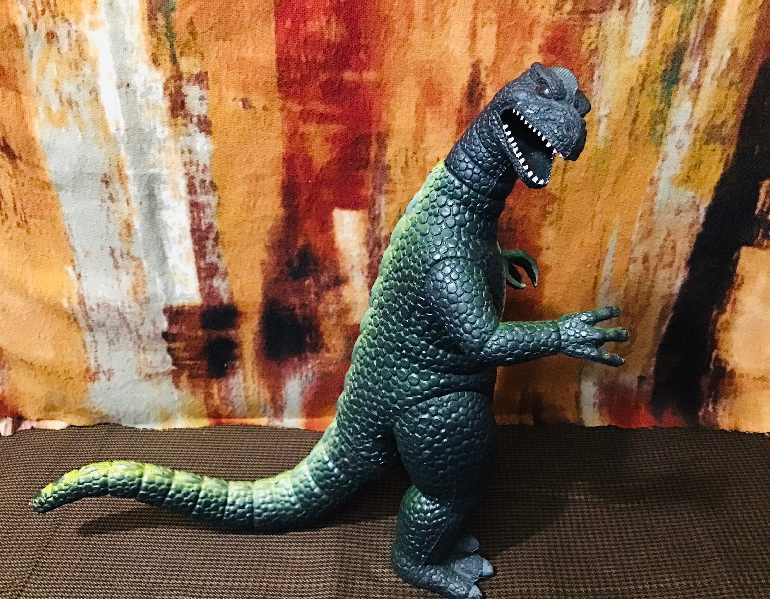 Vintage Dormei Dormei Godzilla Yellow Green Poseable Arms Legs