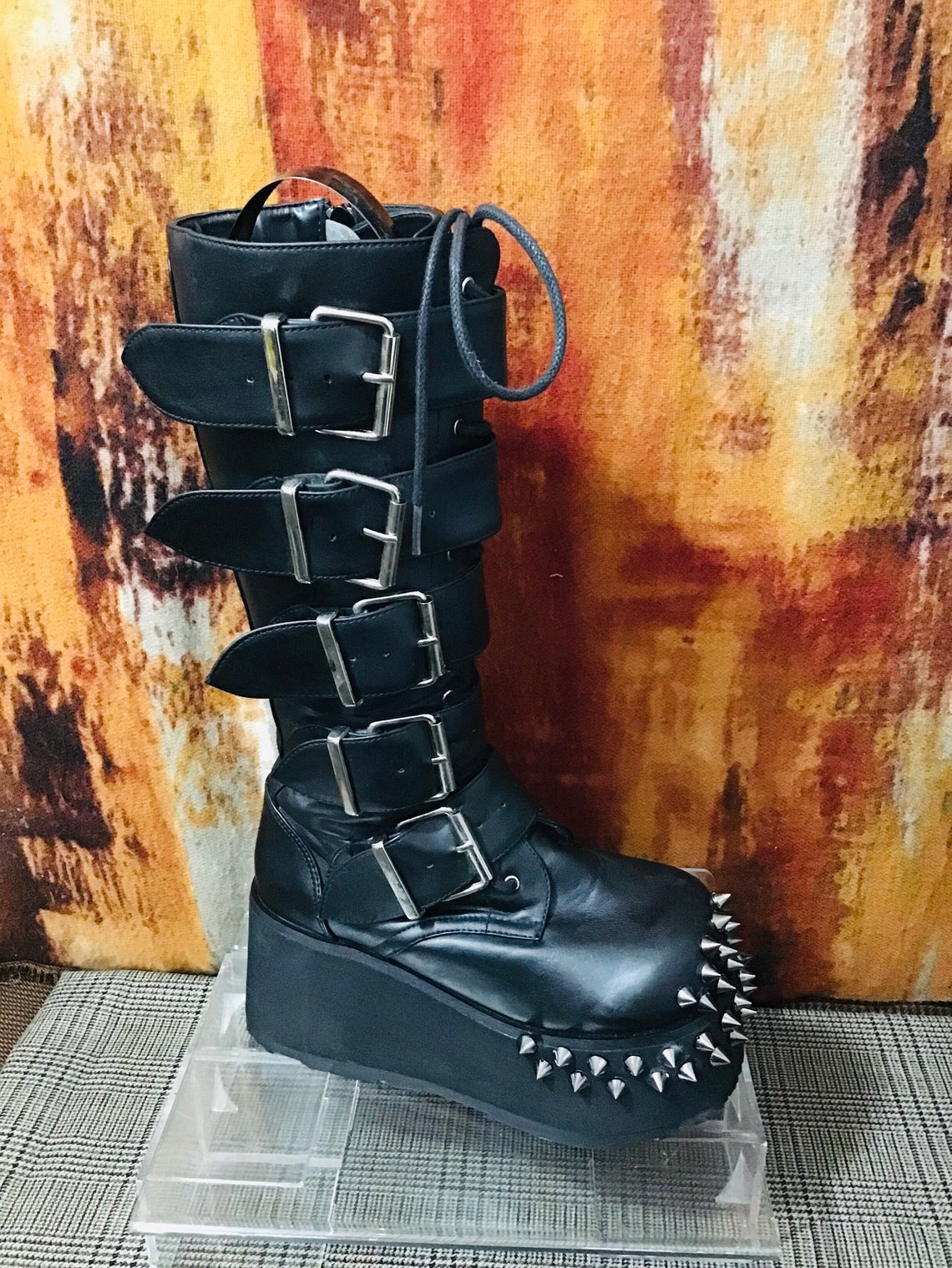 Demonia Men's Trashville 518 Goth Punk Black Patent Demonia