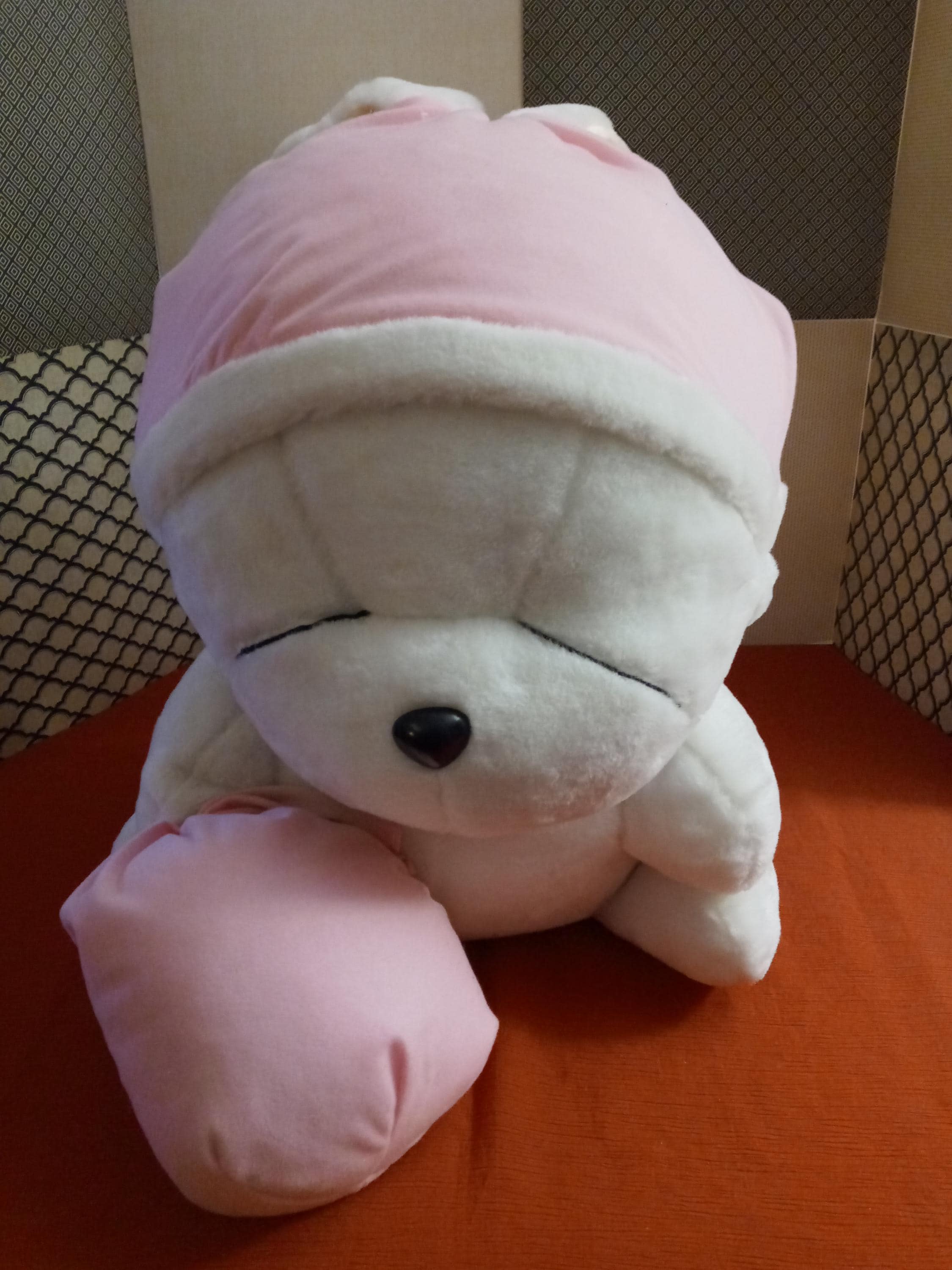 Giant White Mashimaro Anime 26 Rabbit Pink Hat Plush Stuffed Toy Etsy UK