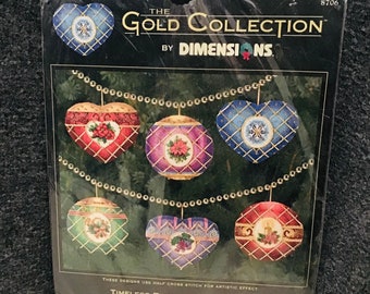 The Gold Collection by Dimensions #8706 Timeless Elegance Ornaments Kit