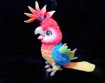 FurReal Rock-A-Too The Show Bird Talking Moving Plush Fur Real Parrot Toy Hasbro