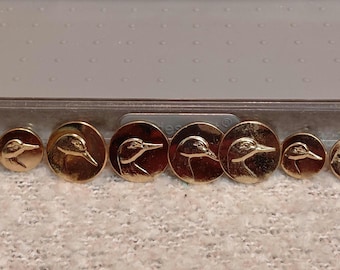 London Badge & Button Company Duck Head Blazer Cuff Buttons Gold Brass 8pc Lot