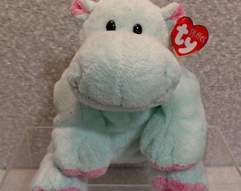Ty TyLux Baby Mint Green Pink Hippo TUBBY Plush Toy w/Tags (Markings)