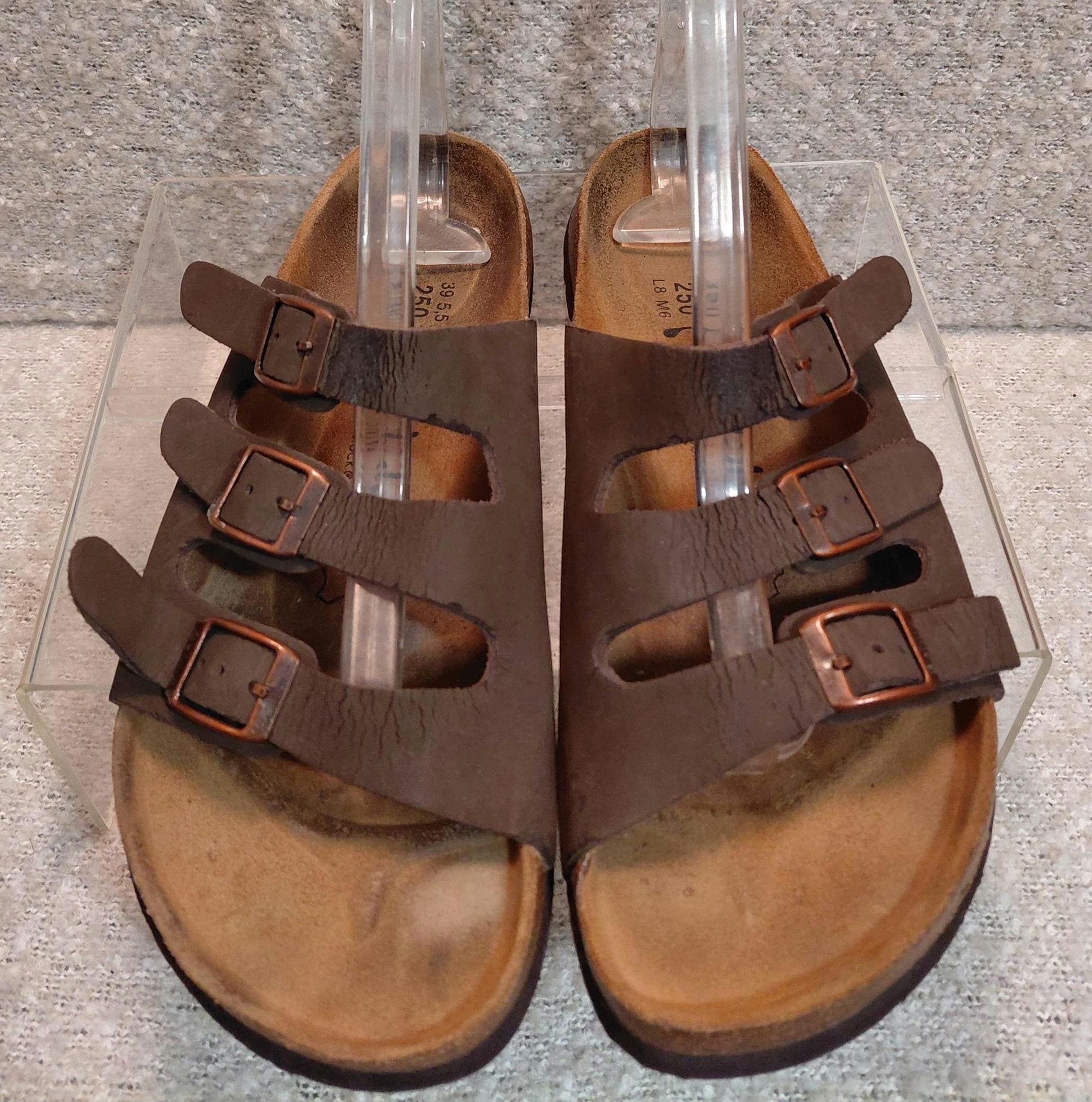 Birkenstock Betula Brown 250 Soft Footbed Sandals 3 Side Strap