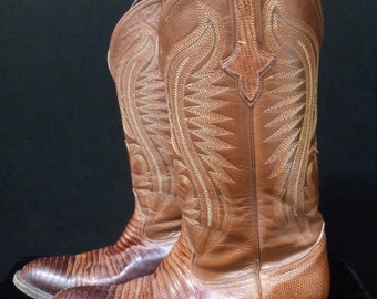 Ferrini P’s Genuine Leather Lizard Skin Brown Boots Cowboy Men’s Size 10D