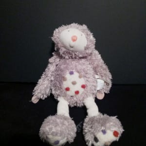 Moulin Roty Les Zazous Boubou The Sloth 12” Gray Soft Plush Toy w/Textured Dots image 4