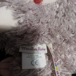 Moulin Roty Les Zazous Boubou The Sloth 12” Gray Soft Plush Toy w/Textured Dots image 6