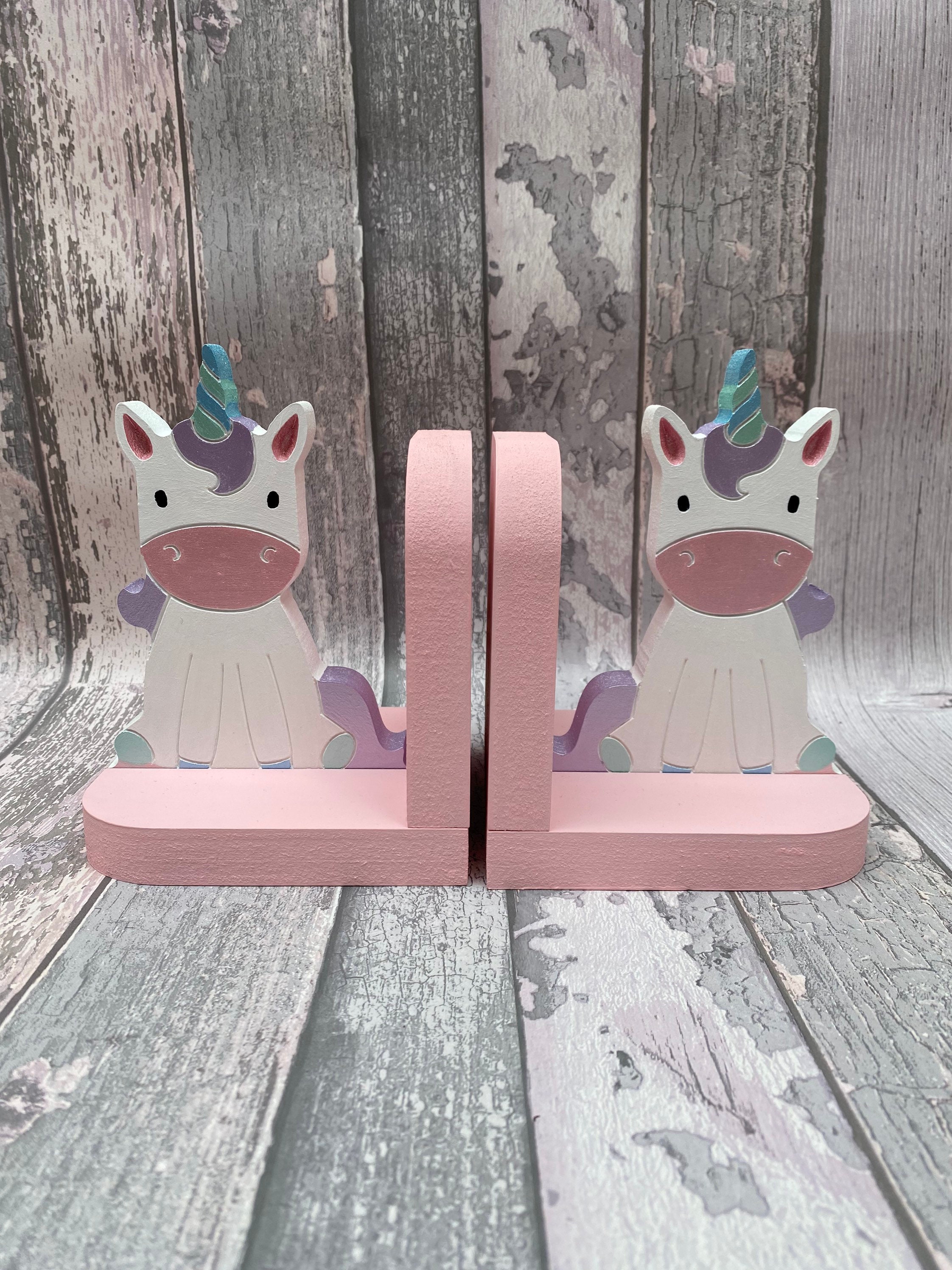 Unicorn Bookends. Pink Metallic Unicorn Bookends. Girl Etsy
