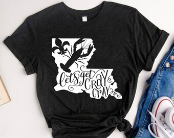 Mardi Gras Crawfish Shirt For Women - Crawfish Boil Shirt & Lets Get Cray Cray Crawfish Shirt - Nola Parade Shirt - New Orleans Mardi Gras
