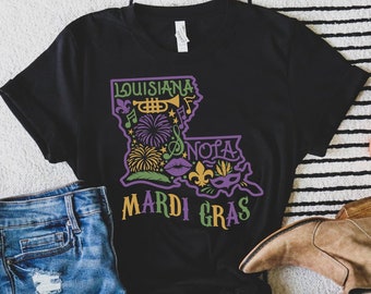 Mardi Gras Shirt For Women - Louisiana Mardi Gras Shirt - NOLA Shirt For Mardi Gras Parade - Fat Tuesday Shirt & Mardi Gras Celebration