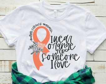 MS camisas - MS Awareness camisas para las mujeres - esclerosis múltiple naranja cinta camisa de apoyo - yo uso naranja para alguien que amo MS camisa