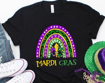 Mardi Gras Rainbow Shirt For Women - Rainbow Mardi Gras Shirt - Fat Tuesday Shirt & Rainbow Mardi Gras Parade Shirt - NOLA Rainbow Shirt