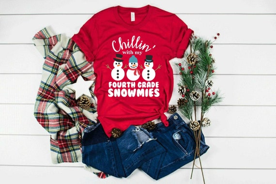 Hanging With My First Grade Snowmies Snowman Teacher Xmas T-Shirt Hanging With My First Grade Snowmies Snowman Teacher Xmas T-Shirt