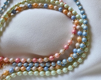 Choker CANDY TRIS - Pastel glass beads and golden miyuki, light colors, colorful, gift idea, unique, handmade, parties, christmas