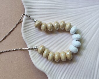 KËR sand - Choker with glazed ceramic beads and ball chain, gift idea, handmade, summer necklace, pastel, bright