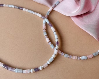 Pastel choker mix, semi-precious stones, gift idea, elegant, handmade, gift for friend mom sister, christmas, pastel colors