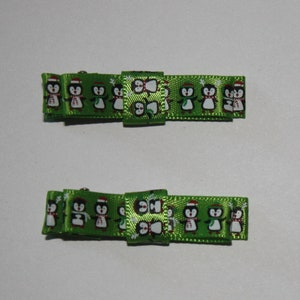 Pair of Christmas Penguin 2 Prong Hair Clips