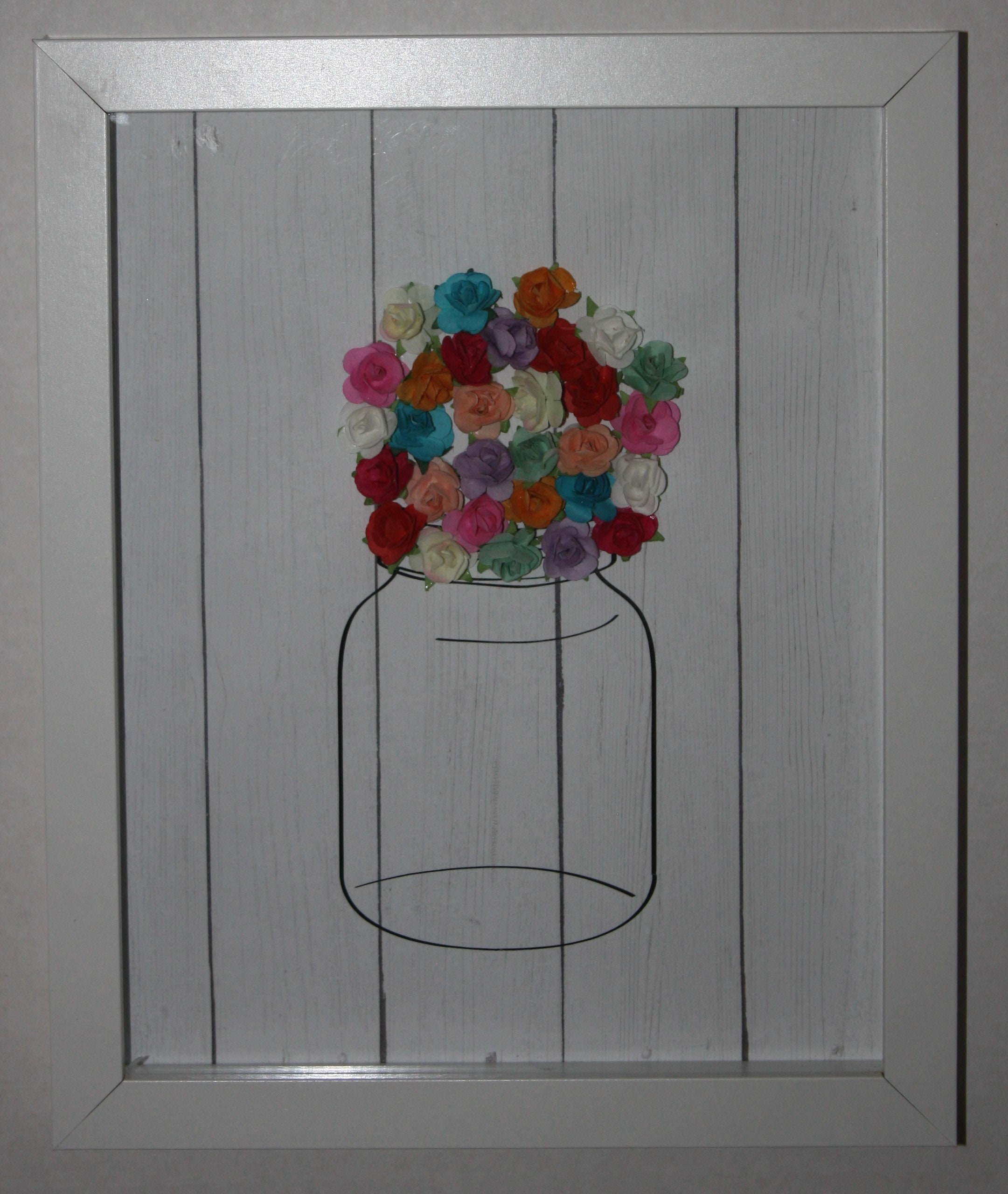 Mason Jar With Flowers Shadow Box Etsy