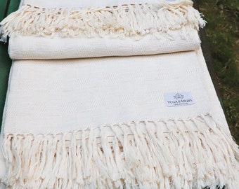 YogaKargha Handwoven Organic Cotton Blanket (Use as bed linen OR yoga/mediation blanket) - Design: Bodhi