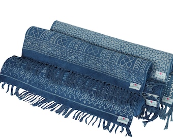 YogaKargha Anti Skid Cotton Indigo Mat Yoga, Pilates, Fitness, and Meditation - (Handwoven Area Rug, Hand Block-Printed Rug) - Multi Options