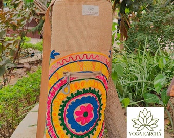 YogaKargha Handmade Upcycled Yoga Mat Bag Made With Upcycled Handwoven Fabric - Panacea