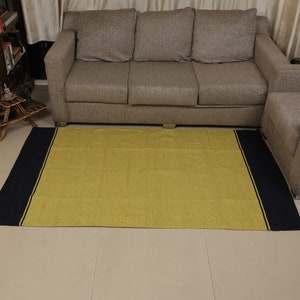 Large Yoga Mat 6x 4 feet  for Yoga, Pilates, Fitness, and Meditation - (Handwoven Area Rug, Mat, Dhurrie, Handspun Cotton Rug)