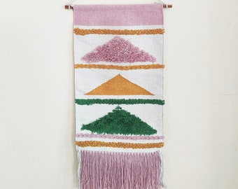 YogaKargha Handwoven Wall Rug, Tapestry, Wall Hanging, Woven Wall Art Home Decor - Made with Upcycled Yarn - Pink City of Royalty Jaipur