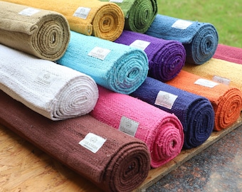 Handwoven Organic Cotton Yoga Mat, Extra Long Non-Slip, Eco-Friendly Meditation Rug, Handmade in India