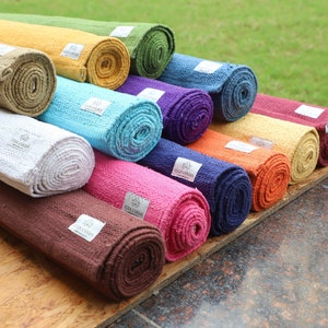 Esterilla de yoga de algodón orgánico - Ecológica, tejida a mano, antideslizante - Diseño Amrit (Nectar)
