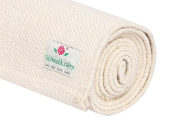 Esterilla YogaKargha de tejido grueso de algodón orgánico para yoga, fitness y meditación - Color natural - Opción para acabado posterior de caucho natural - 6 mm