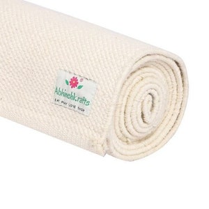 YogaKargha Thick Weave Organic Cotton Yoga, Fitness, and Meditation Mat - Natural Color - Option for natural rubber back finish - 6 mm
