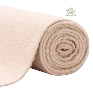 Esterilla de algodón orgánico YogaKargha para yoga, pilates, fitness y meditación. Color natural (blanco). Versión antideslizante. 3 mm.