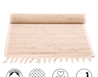 Premium Natural Banana Fiber Mat for Yoga, Pilates, Fitness, and Meditation - Natural Color (Handwoven, anti-skid & firm grip)