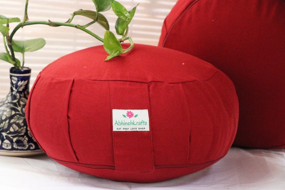 Housse De Coussin De Méditation Yoga Studio – Coton Bio, Amovible, Fermeture éclair, Poignée, Gris, Compatible Zafu Rond