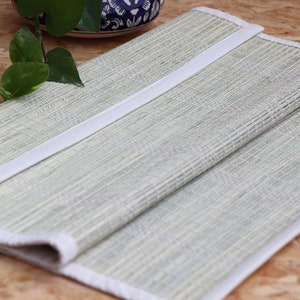 Handwoven Meditation Mat Made with Darbha &#39;Kusha&#39; Grass Fiber  - Color Natural Green - Dharana