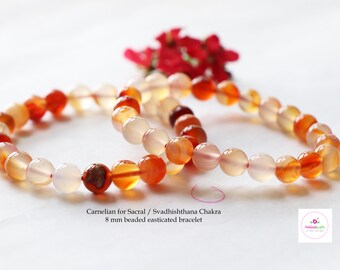 Carnelian Bracelet: 8mm Crystal Bead, Sacral Chakra Stone