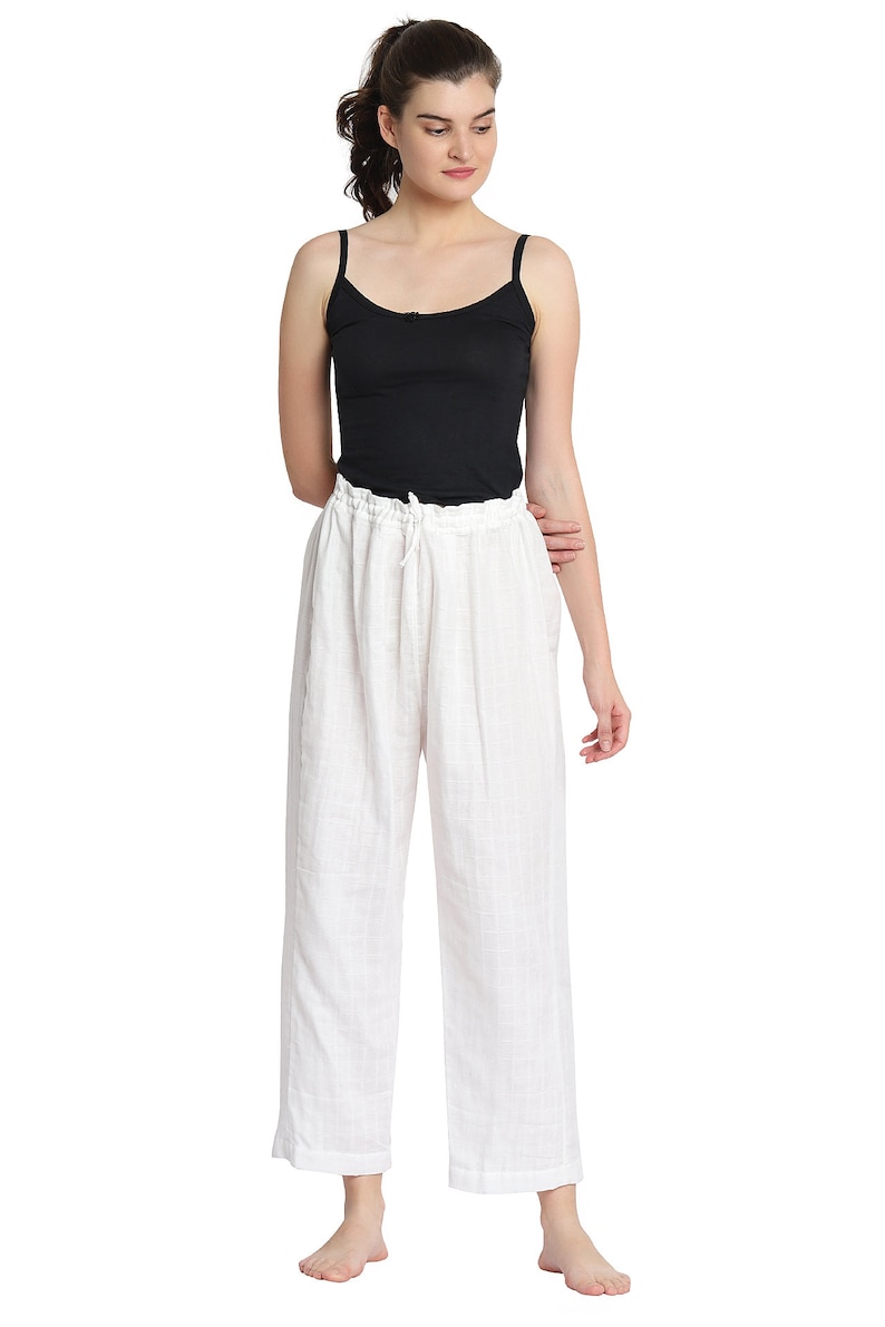 Custom Yoga Pants Organic Cotton, Fitness Pants, Cotton Trousers, Unisex Yoga Pants, Boho Pants Elastic Waist, Straight Cut image 5