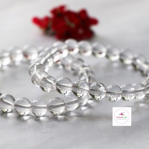 Clear Quartz Bracelet/Jewelry, Elastic Crystal Bead (8mm) Healing Bracelet, Energy Healing /Chakra Balancing - Crown Chakra Stone
