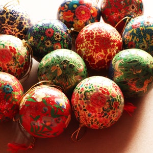 Balls Set - Christmas Ornaments, Christmas Baubles, Hanging Ornaments, Keepsake, Christmas Decoration, Handmade Paper Mache Christmas Gift