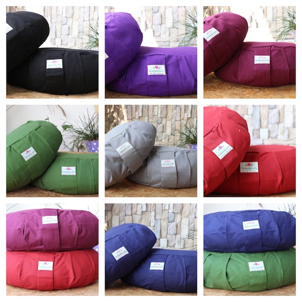 Coussin de méditation de style lune | Moon Zafu tissé à la main - Couleur unie | Housse zippée | Lavable | Portable - Options de remplissage et de couleur disponibles