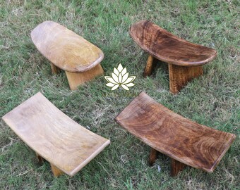 YogaKargha Meditation Bench - Wooden Foldable & Portable Kneeling Ergonomic Meditation Bench/Low Seat Prayer Stool