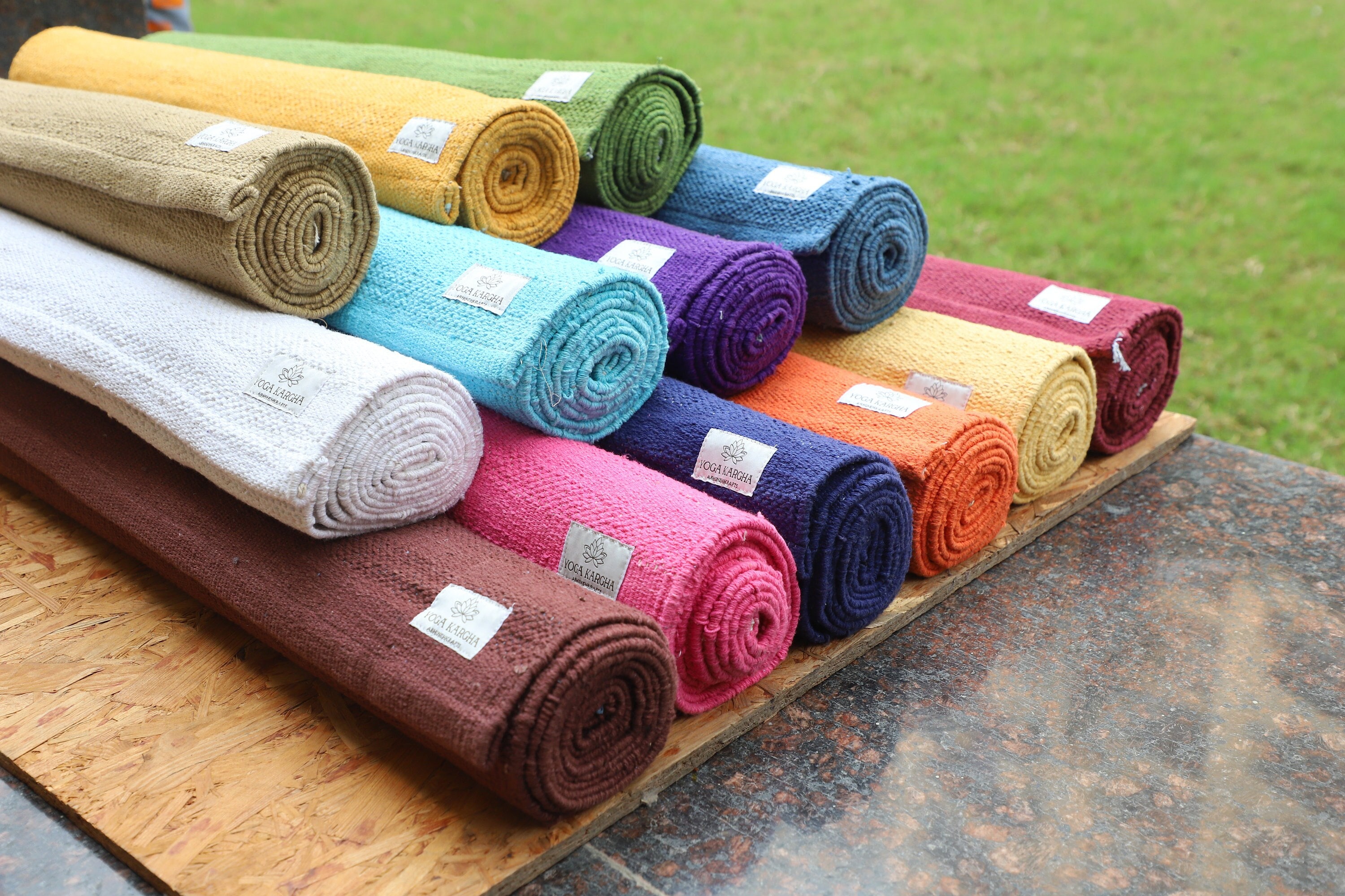 Yogakargha Organic Cotton Handwoven Mat for Yoga, Pilates, Fitness, Prayer,  Meditation or Home Decor Design Amrit nectar 