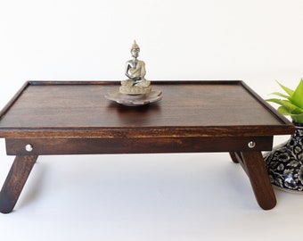 YogaKargha Wooden Prayer/Pooja Table, Altar Table, Meditation & Prayer Shrine, Buddhist Altar, Japanese Table, Zen Altar - Made in India